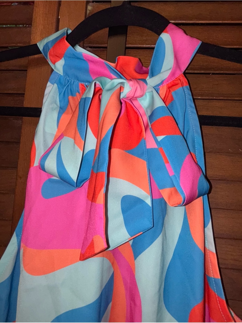 NEW Abstract Wave Halter Tank Top in Blue, Pink & Orange - Picture 10 of 13